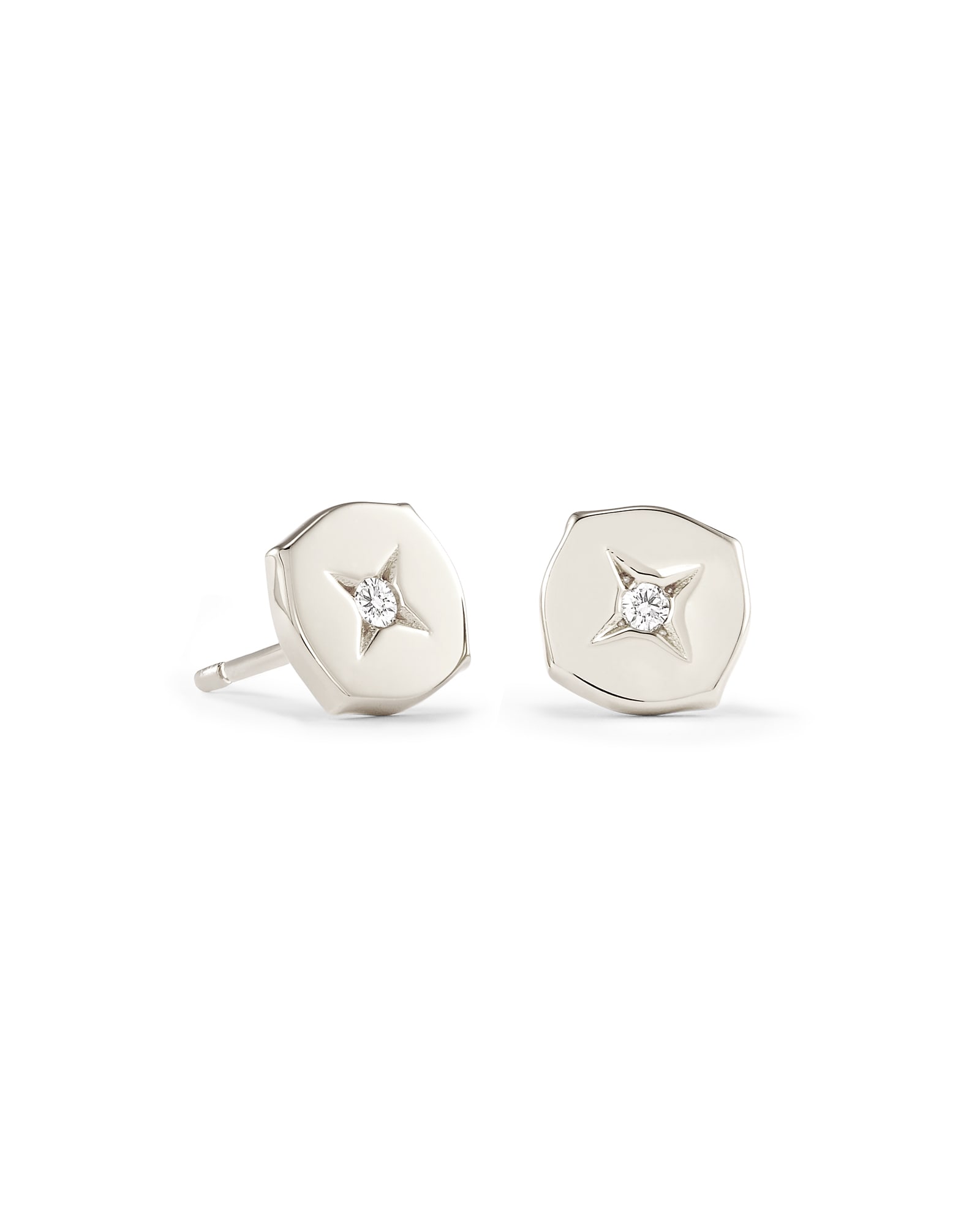 Adanna Sterling Silver Stud Earrings in White Diamond